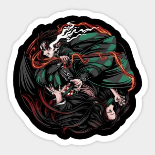 tanjiro nezuko fight form Sticker